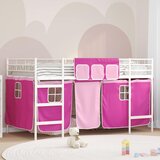  Krevet na kat za djecu s zavjesama Bijela i roza 80 x 200 cm | shoptok.hr