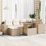 Maison Chic Seti vrtnega pohištva - Vrtna garnitura - Vrtni pohištvo set 7-delna z blazinami bež poli ratan, (21805451) | Shoptok.si