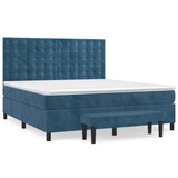 The Living Store Box spring postelja z vzmetnico temno modra 180x200 cm žamet - Box Spring Postelja, (21491223) | Shoptok.si