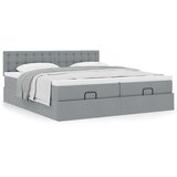 vidaXL Otomanski posteljni okvir z vzmetnicami siv 160x200 cm blago | Shoptok.si