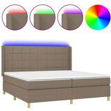 Box spring postelja z vzmetnico LED taupe 200x200 cm blago, (20761045) | Shoptok.si