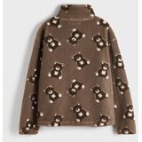 Sinsay Oversize majica od sherpa materijala s kratkim patentnim zatvaračem i printom medvjedića | shoptok.hr