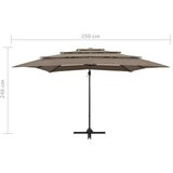  Suncobran s 4 razine i aluminijskom šipkom 250x250cm smeđe-sivi | shoptok.hr