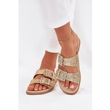 Boto Shiny embellished flip flops with buckles on flat heel gold Tovira | ePonuda.com