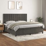  Box spring postelja z vzmetnico temno siva 200x200 cm žamet, (20789005) | Shoptok.si