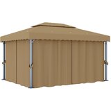  Sjenica sa zastorom 4 x 3 m smeđe-siva aluminijska Slike