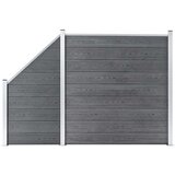 vidaXL WPC ograjni panel 1 kvadraten + 1 poševni 273x186 cm sivi | Shoptok.si