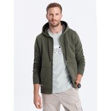 Ombre Men's unbuttoned hooded sweatshirt - olive | Shoptok.si