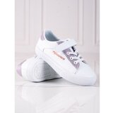 TRENDI white baby sneakers with pink glitter Cene