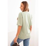 Polski Women's cotton printed blouse Minimal dark mint | shoptok.hr