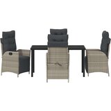 vidaXL 5-delni vrtnarski jedilni set svetlo sivi poli ratan | Shoptok.si