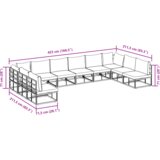 vidaXL Sjedeća garnitura za vrt 10 pcs Crna 423 x 211.5 x 71 cm | shoptok.hr