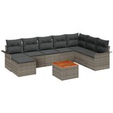 vidaXL set od 9 komada vrtnih sofa s jastučićima sivi poli ratan akacija, dvosed vrtni sofa s pohranom i jastučićima sivi poli ratan | shoptok.hr