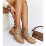 Gemre Beige ankle boots with cutout and pearls Asker | shoptok.hr