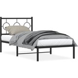 Maison Chic Kovinski Posteljni okvir - Enojna postelja - Postelja za odrasle z vzglavjem črn 90x190 cm, (21694514) | Shoptok.si