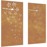 vidaXL Vrtni zidni ukrasi 2 kom 105x55 cm čelik COR-TEN cvjetni uzorak | shoptok.hr