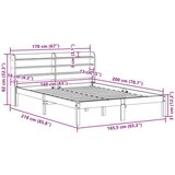 vidaXL Posteljni okvir z vzglavjem voščeno rjava 160x200 cm borovina | Shoptok.si