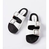 Gemre White lacquered slides with buckles Norcross | Shoptok.si
