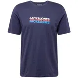 Jack & Jones Majica 'JJCYBER' mornarsko plava / svijetloplava / crvena / bijela