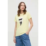Karl Lagerfeld Bombažna kratka majica ženski, rumena barva