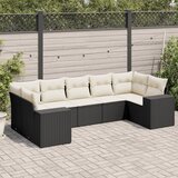  7-dijelni set vrtnih sofa od poliratana s jastucima crni | shoptok.hr
