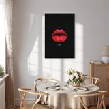  Slika - Red Lips (1-part) - Black Background with English Text 60x90 Na talijanskom platnu | shoptok.hr