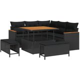 vidaXL Vrtna sedežna garnitura 8 pcs Črna poli ratan, (5000146611) | Shoptok.si