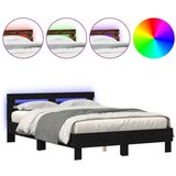 vidaXL Crni okvir za krevet od hrasta Crni hrast Čvrsti hrast 150 x 200 cm | shoptok.hr