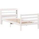 vidaXL Posteljni okvir z vzglavjem brez vzmetnice bel 100x200 cm | Shoptok.si