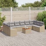  Set vrtnih sofa od 11 dijelova s jastučićima Bež Poly Ratan Akacija | shoptok.hr