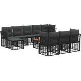  Set vanjskih sofa 11 pcs Crna i tamno siva Poliester - Crna i tamno siva sa stolom | shoptok.hr