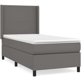  Box spring postelja z vzmetnico siv 90x190 cm umetno usnje | Shoptok.si