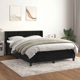  Krevet s oprugama i madracem crni 140 x 190 cm baršunasti | shoptok.hr