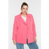 Trendyol Curve Pink Pocket Detailed Double Closed Blazer Woven Jacket Cene