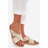 Inblu Women Leather Slippers With Buckle Beige | shoptok.hr