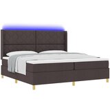 vidaXL Box Spring postelja z vzmetnico in LED temno rjava 200x200 cm tkanina, (22049290) | Shoptok.si