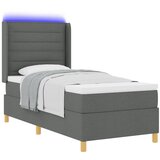 vidaXL Box Spring Krevet s Madracem & LED Tamno Siva 90x190 cm Tkanina | shoptok.hr
