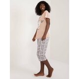 Fashion Hunters Beige cotton pajamas with 3/4 pants cene