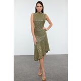 Trendyol Gold Sequin Knitted Dress | Shoptok.si