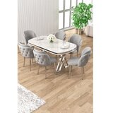 Hanah home Set trpezarijskog stola i stolica (7 delova) Zae White Marble Chrome Grey | Eponuda.com