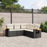 Maison Chic Seti vrtnega pohištva - Vrtna garnitura - Vrtni pohištvo set 5-delna z blazinami črn poli ratan, (21815031) | Shoptok.si