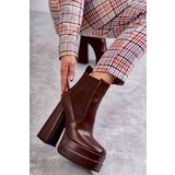 Boto Women's Leather Boots On A Massive Heel Brown Jones | ePonuda.com