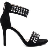 Shelvt Black stiletto sandals with zirconia Cene