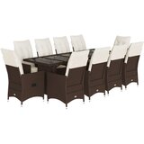  11-dijelni vrtni bistro set od poliratana s jastucima smeđi | Eponuda.com