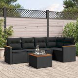  6-dijelni set vrtnih sofa s jastucima crni od poliratana | shoptok.hr