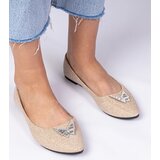 Gemre Champagne women's glitter ballet flats with butterfly Denny | Shoptok.si