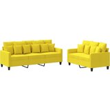  2-dijelni set sofa s jastucima svjetložuti od tkanine | shoptok.hr