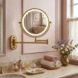 Stensko ogledalo LED Glow Old Gold
