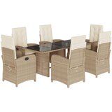  The Living Store Vrtna jedilna garnitura 7-delna z blazinami bež poli ratan - Vrtna Jedilna Garnitura, (21446755) | Shoptok.si