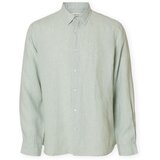 Selected Srajce z dolgimi rokavi Noos Regkylian-Linen Shirt - Aqua Gray/White Zelena Cene